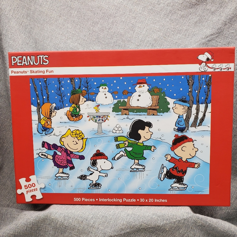 Peanuts Skating Fun 500 Piece Puzzle 30 x 20 Inches Complete